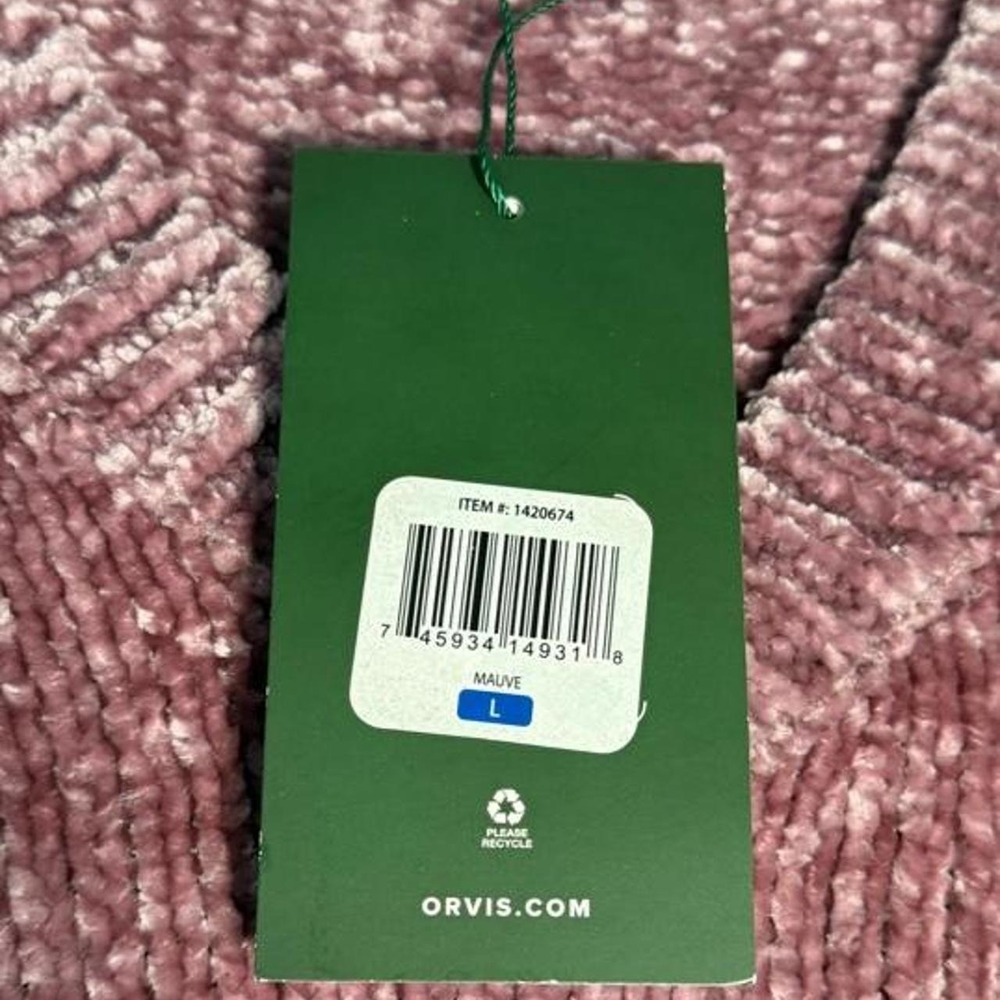 Orvis Chenille V-Neck Sweater Womens Size Large Mauve Pink Soft Plush Knit Tunic - Picture 5 of 8
